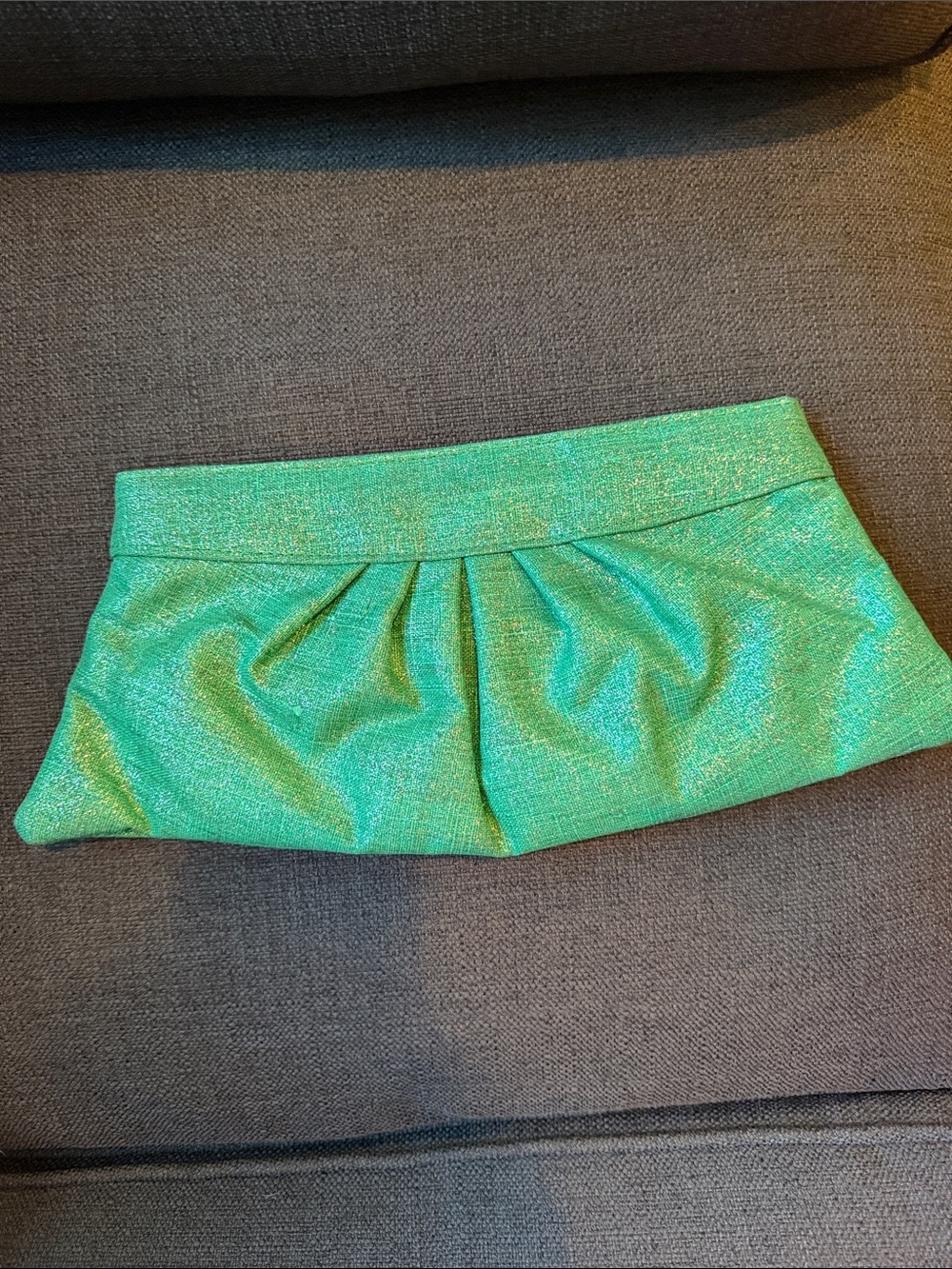 Lauren Merkin Metallic Teal Pleated Mini Skirt